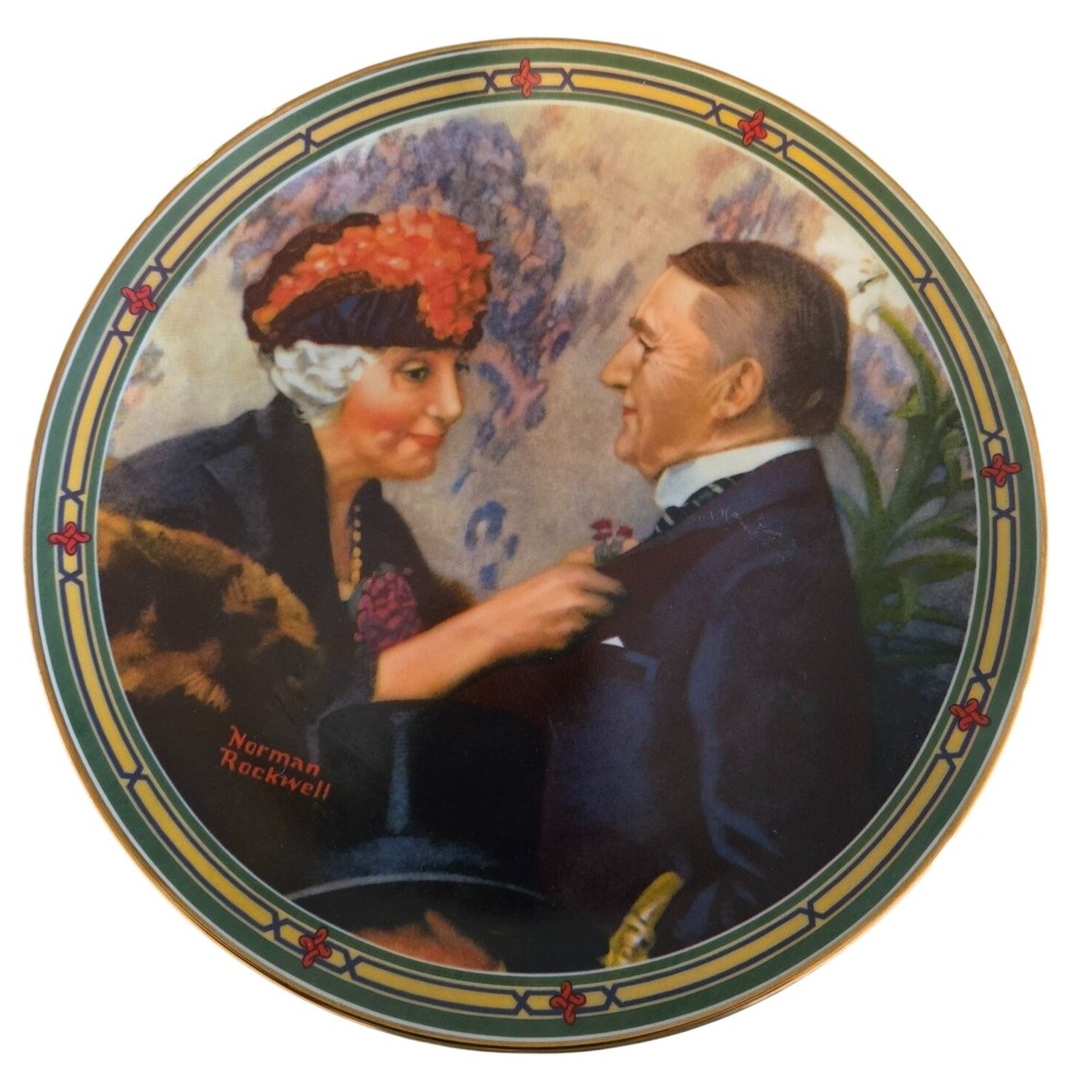 The numbered collectors plate "Love's Reward" depicts a 50th wedding anniversary